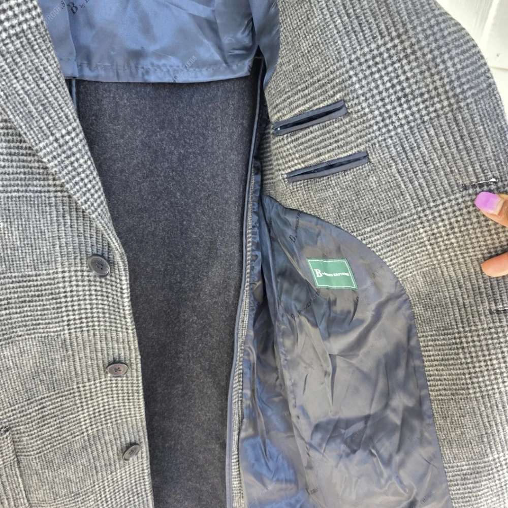 $495 B by Brooks Brothers Men's Plaid Wool Double-Face Overcoat Jacket Size 40R - Picture 10 of 13